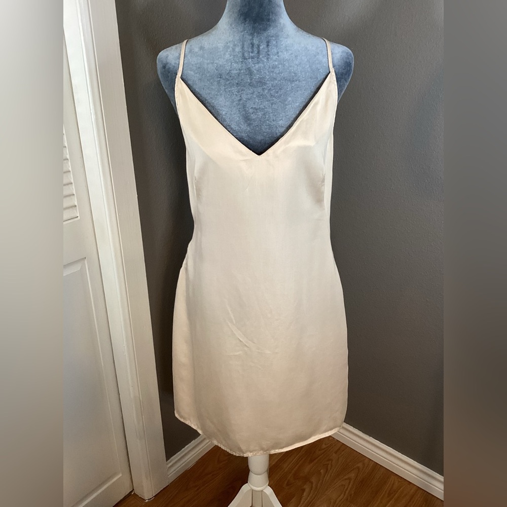 Ettitude Sateen Slip Chemise in Oat Sustainable 100% Bamboo Size M